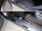 Накладки на пороги внутренние и внешние (зеркальные надпись) 6шт для автомобиля Volkswagen  Touareg R-Line 2014