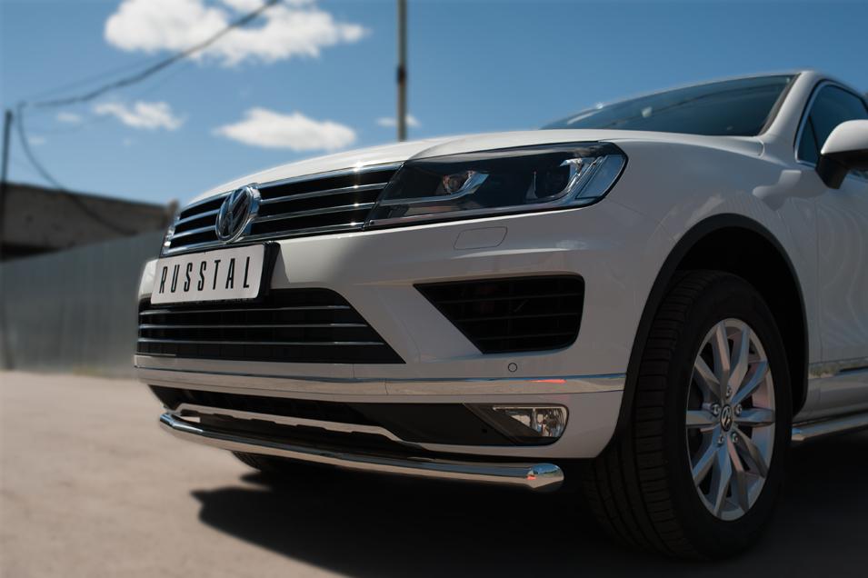 Защита переднего бампера d57 для Volkswagen Touareg 2014, Slitkoff VWTZ-002125