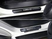 Накладки на пороги (лист зеркальный надпись Toyota) 4шт для автомобиля Toyota Fortuner 2017-