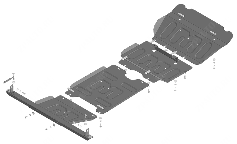 Защита стальная Мотодор (Радиатор, Двигатель, Коробка переключения передач, Раздаточная коробка), 2 мм,  для Changan Hunter Plus  2023- арт. 77209