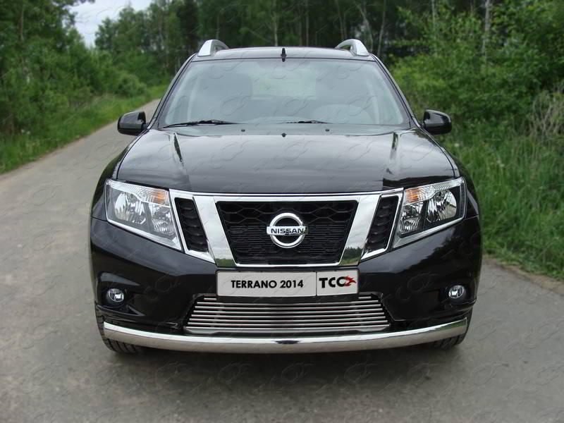 Защита передняя нижняя (овальная) 75х42 мм для автомобиля Nissan Terrano 2014-, TCC Тюнинг NISTER14-01