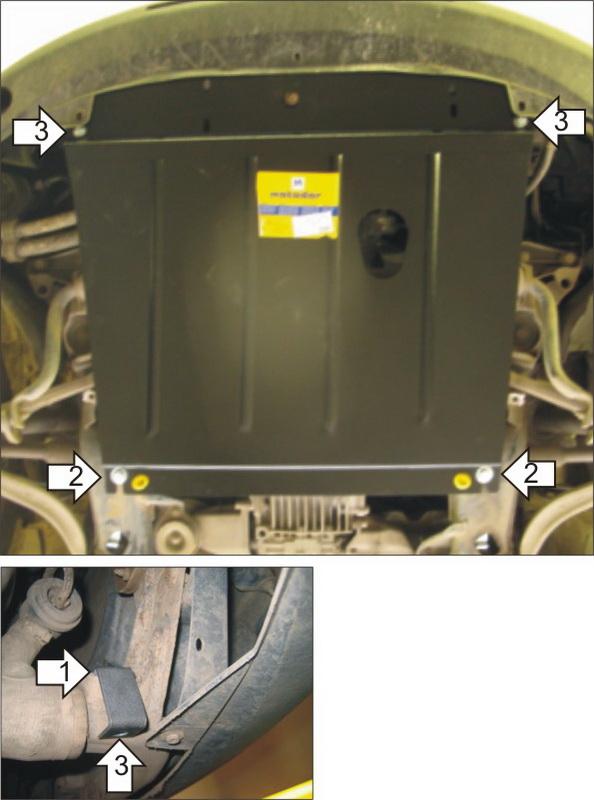 Защита стальная Мотодор (Двигатель), 2 мм, Сталь для Volkswagen Passat B5 1996-2000 арт. 02702