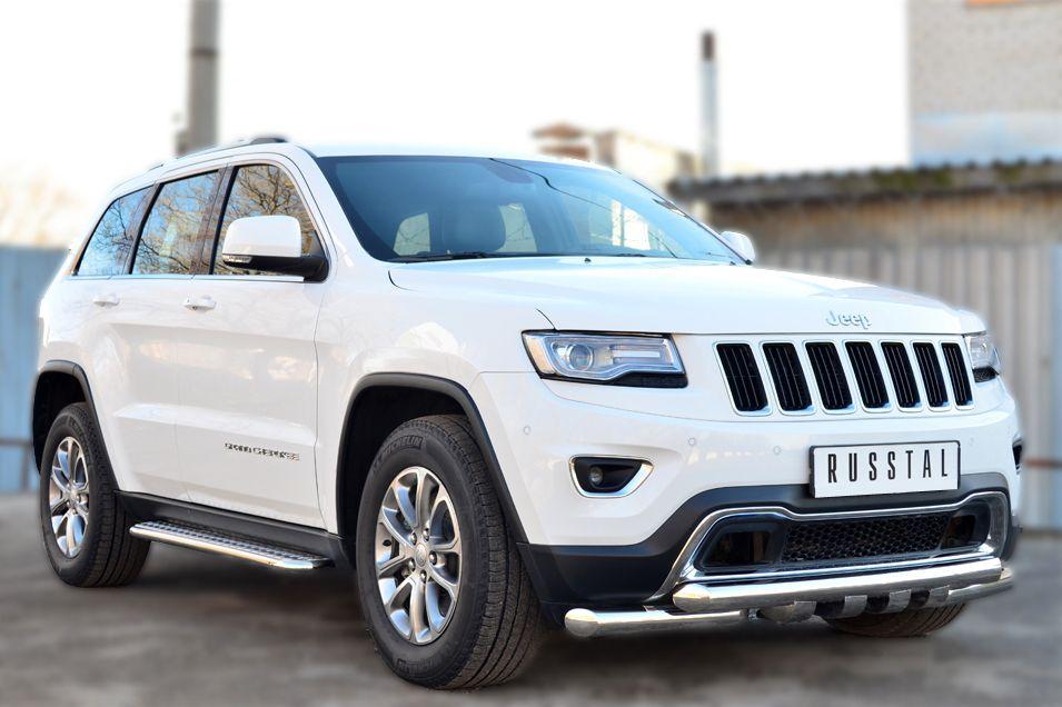 Пороги труба d42 с листом для Jeep Grand Cherokee 2013, Slitkoff JGCL-001532