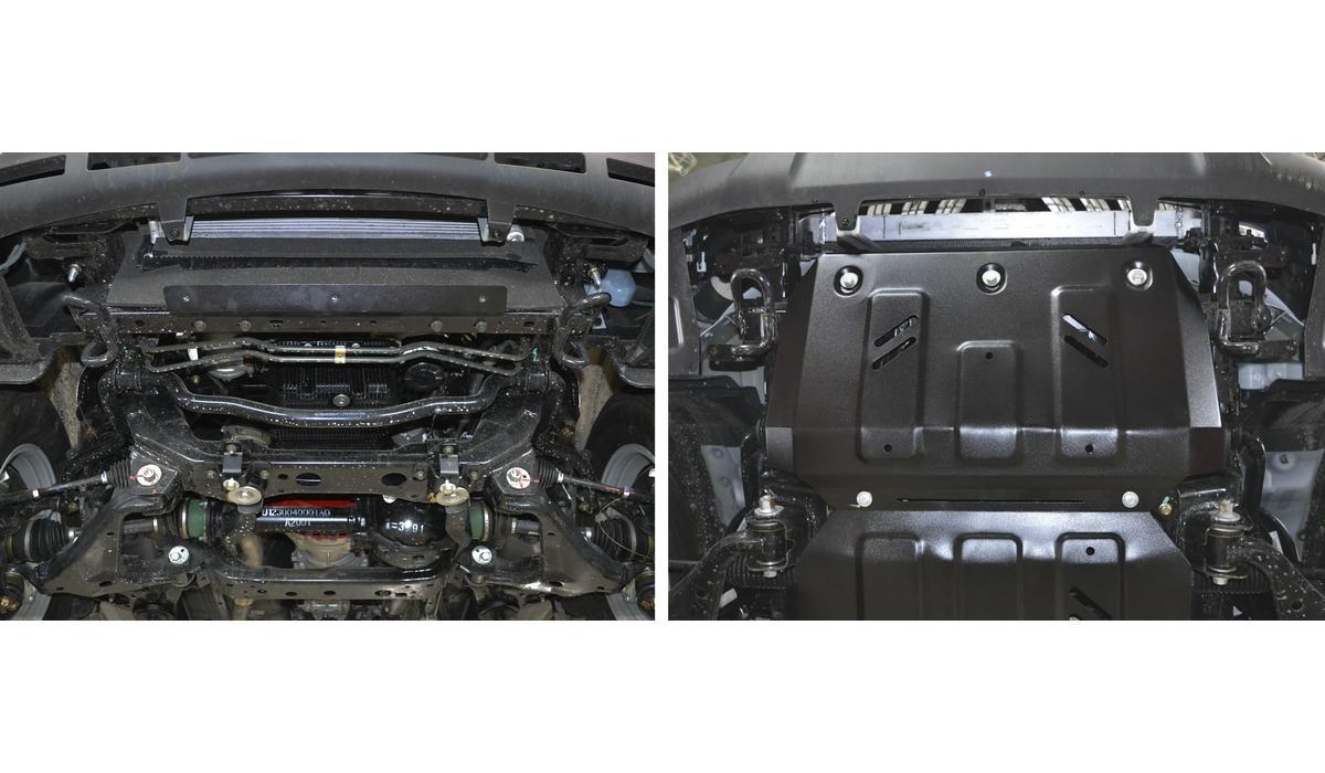 Защита радиатора АвтоБроня для Foton Tunland (V - 2.8D) 4WD 2017-2020, штампованная, сталь 1.8 мм, с крепежом, 111.04401.1