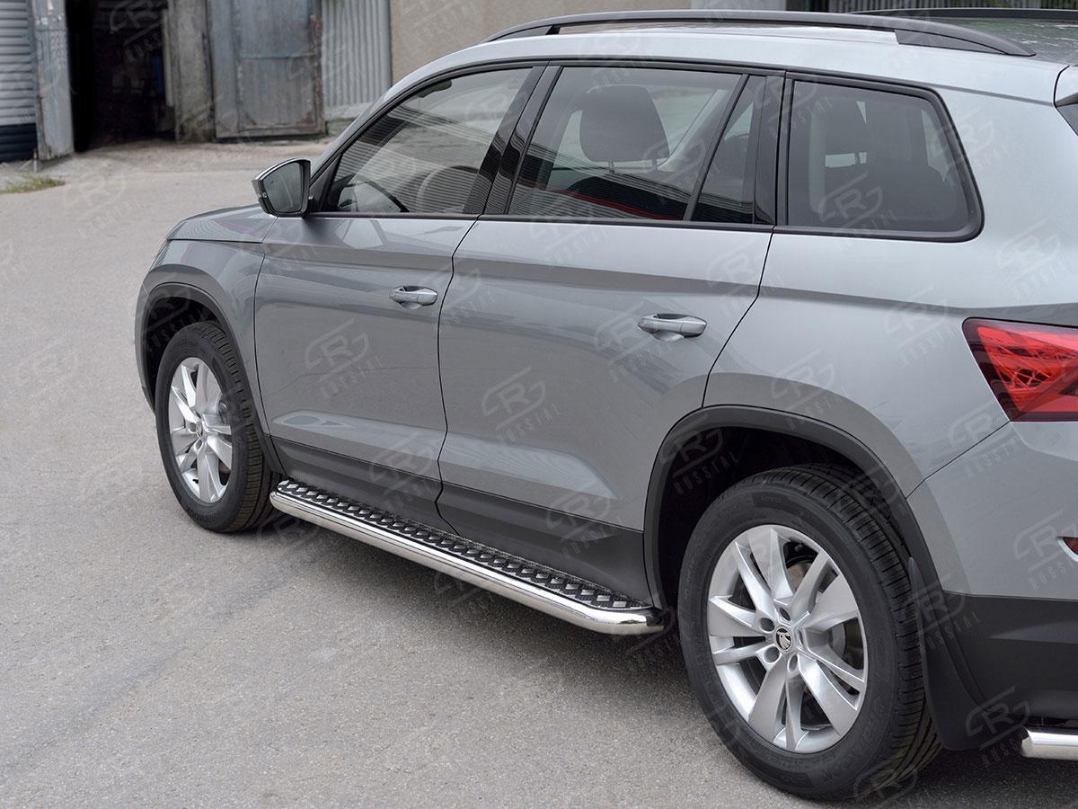Пороги труба d57 с листом вариант 1 на Skoda Kodiaq, Slitkoff SKKL-0027741