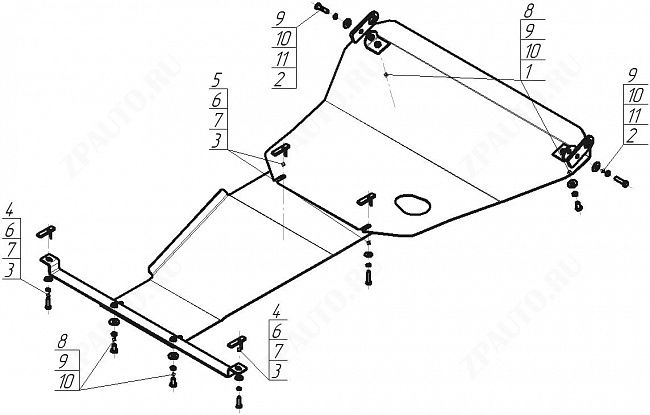Защита стальная Мотодор (Двигатель, Коробка переключения передач), 2 мм, Сталь для Toyota Crown 1999-2003 арт. 02549