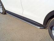 Пороги алюминиевые с пластиковой накладкой (карбон серые) 1820 мм для автомобиля Infiniti QX 50 2018-, TCC Тюнинг INFQX5018-20GR