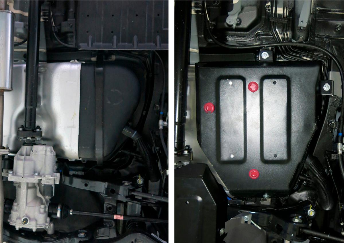 Защита топливного бака АвтоБроня для Kia Sportage III (V - все) 4WD 2010-2016, штампованная, сталь 1.8 мм, с крепежом, 111.02828.1