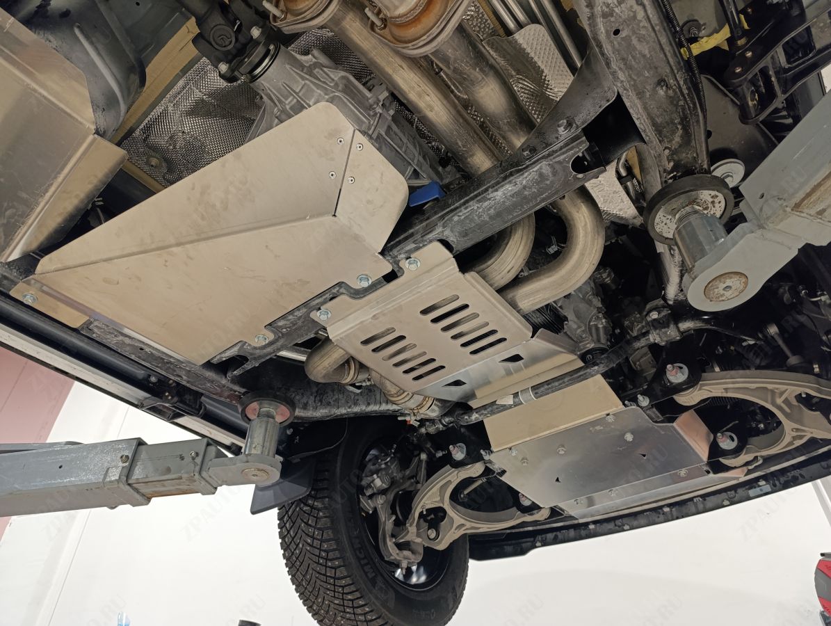 04.51ABC Защита днища JEEP Grand Wagoneer, V-6,4 (2021-) \ Wagoneer, V-5,7 4WD из 4-х частей (Алюминий 4 мм)