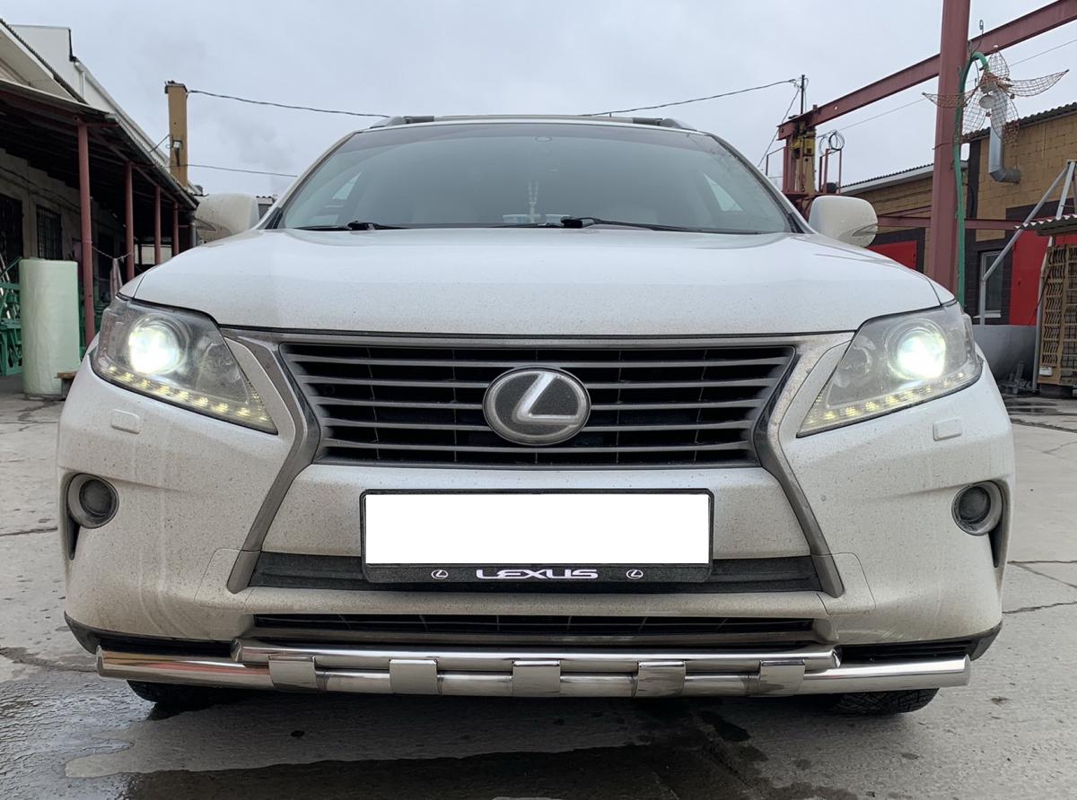 Защита переднего бампера двойная с перемычками для автомобиля Lexus RX270/RX350/RX450h  2009-2012,2012-2015 арт. LRX.270.09.75