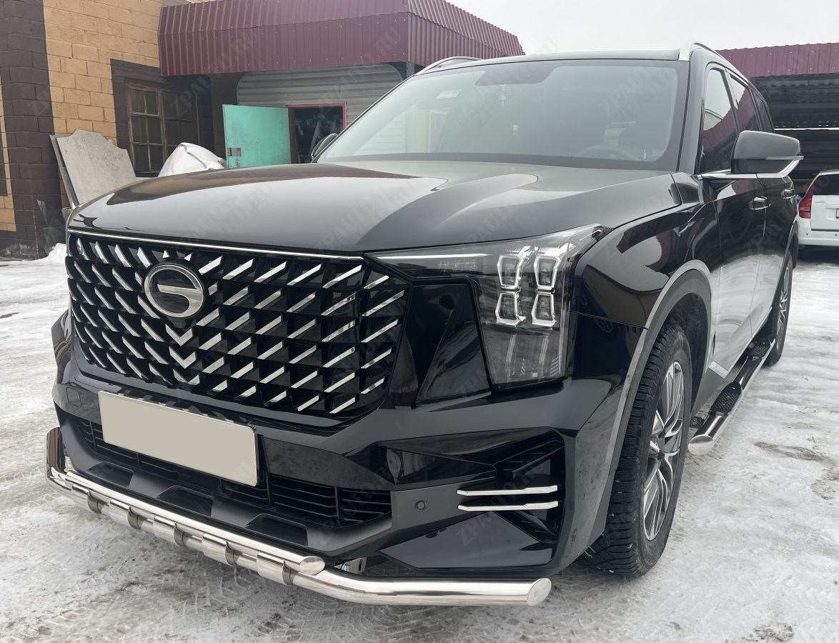 Защита переднего бампера двойная с перемычками для автомобиля GAC GS8 2023 арт. GAC.GS8.23.75