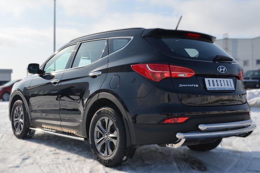 Защита заднего бампера d57/57 для Hyundai Santa Fe 2012, Slitkoff HSFZ-001226