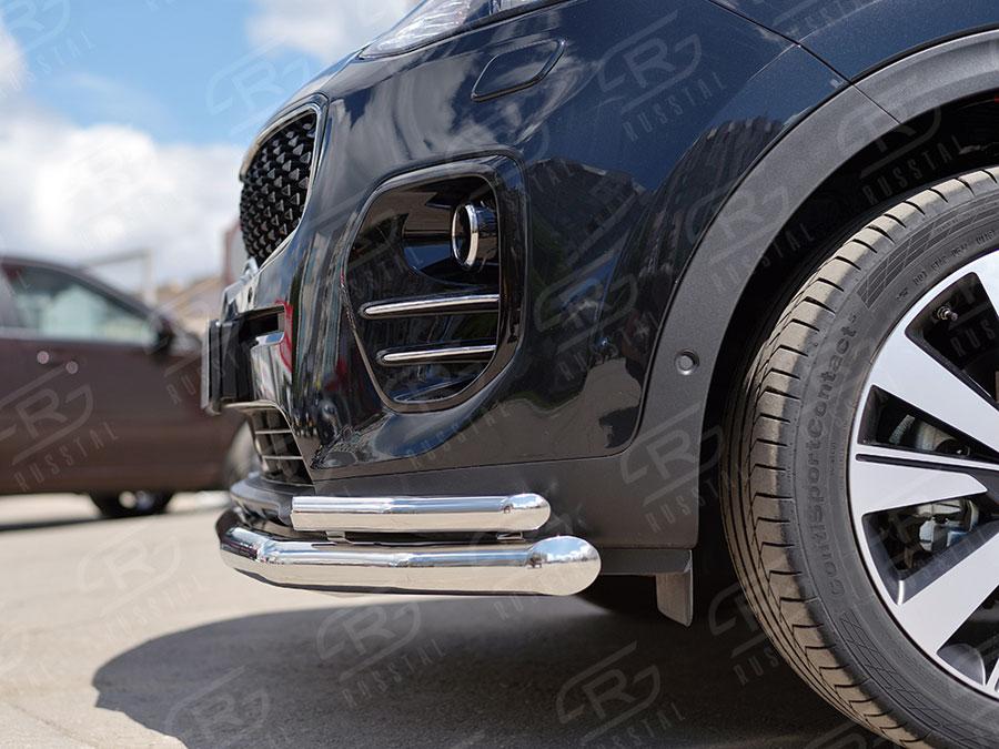 Защита переднего бампера d57/42 уголки Kia Sportage 2016, Slitkoff KSZ-002286