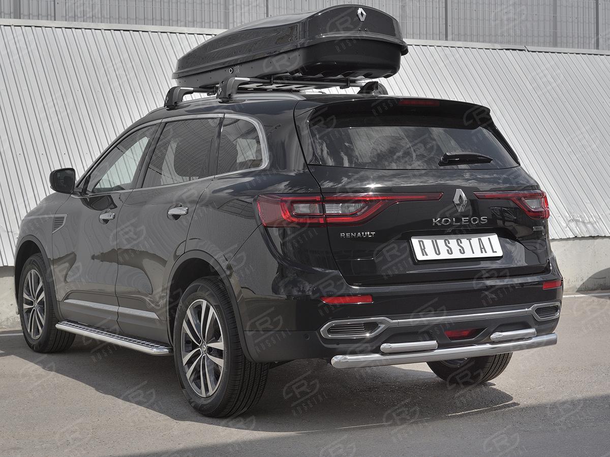 Защита заднего бампера d57 дуга-d42х2 дуги RKZ-002978 для автомобиля RENAULT KOLEOS 2017-, Slitkoff