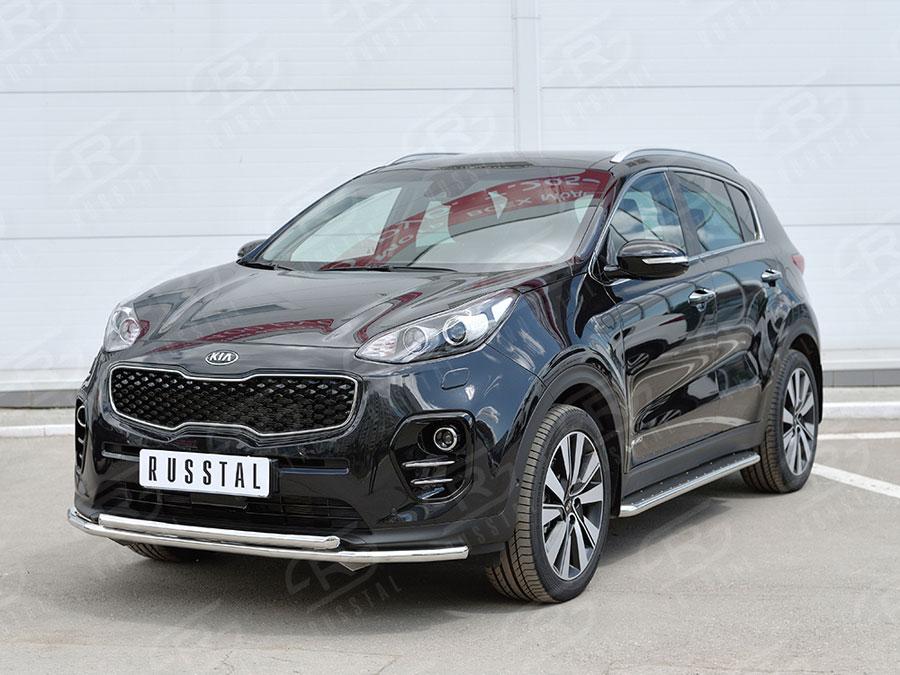 Защита переднего бампера d42/42 Kia Sportage 2016, Slitkoff KSZ-002279