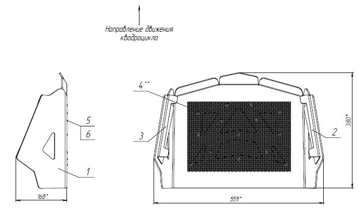 Вынос радиатора (универсальный), алюминий 4 мм, STORM, арт. MP 0309