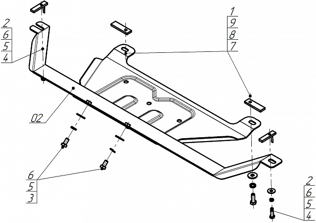 Защита стальная Мотодор (Раздаточная коробка), 2 мм,  KGM Rexton  2023- арт. 72807