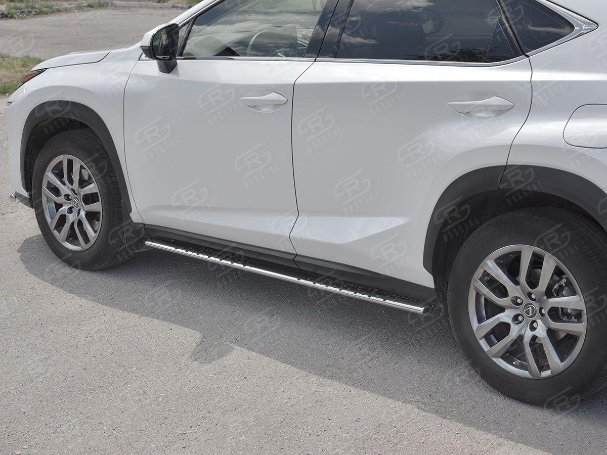 Пороги труба d75х42 овал с проступью на Lexus NX 2017, Slitkoff LNX3O-002941