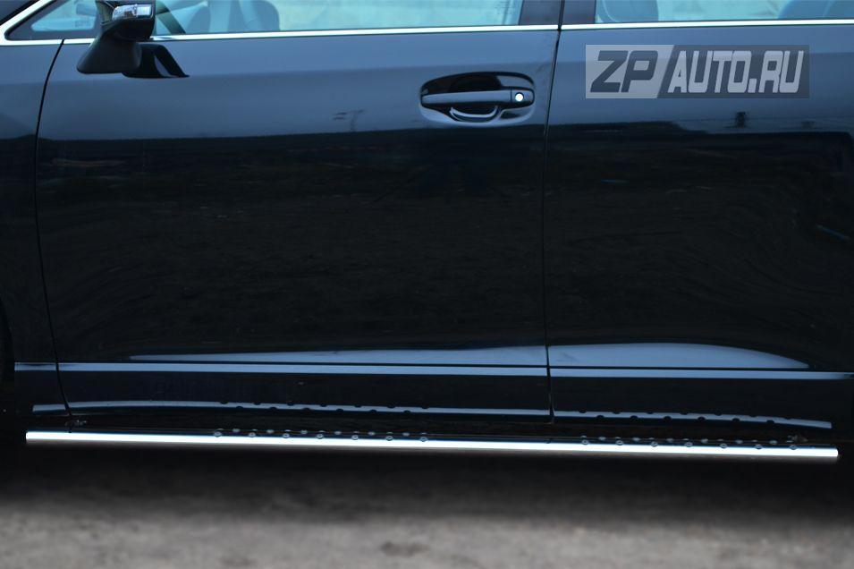 Пороги труба d75х42 овал с проступью для Toyota Venza 2013, Руссталь TVO-001479