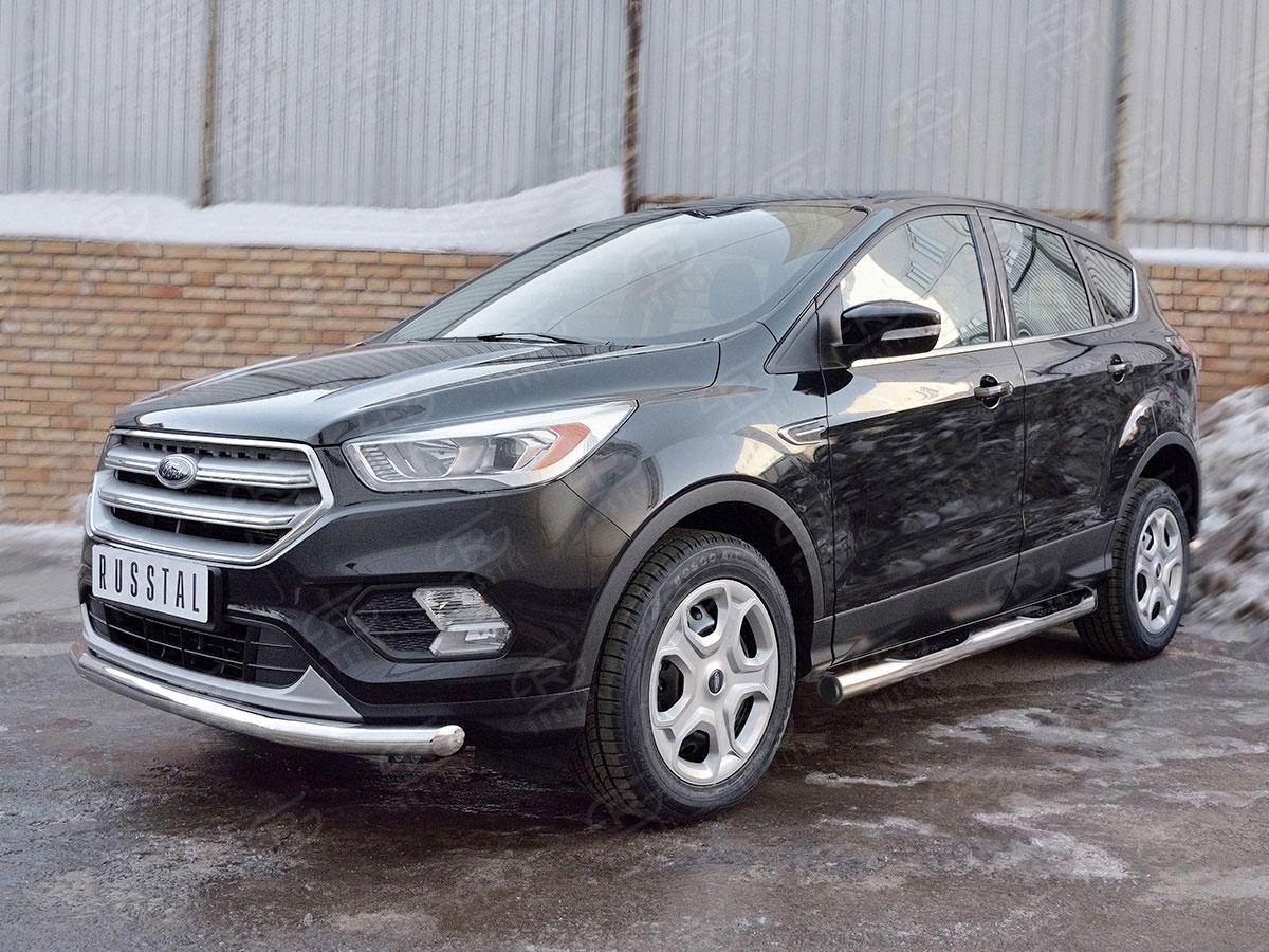 Пороги труба d76 с накладкой вариант 2 Ford Kuga 2016, Slitkoff FGT-0026022