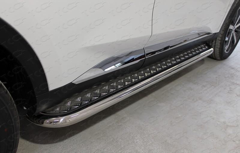 Пороги с площадкой 60,3 мм для автомобиля HAVAL F7 2019- (1,5 л., 4WD) TCC Тюнинг арт. HAVF719-30