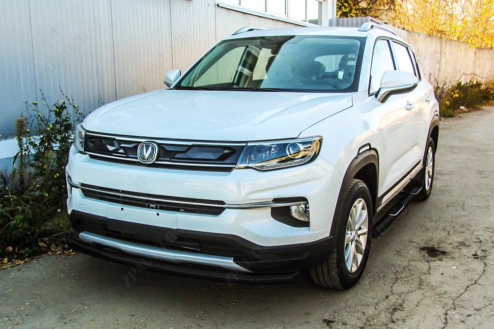 Защита переднего бампера d57 черная Changan CS35Plus (2018-2023) , Slitkoff, арт. CHANCS35P-001B