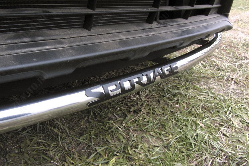 Защита переднего бампера d42 с надписью Kia Sportage (2016-2021) , Slitkoff, арт. KSP16-003