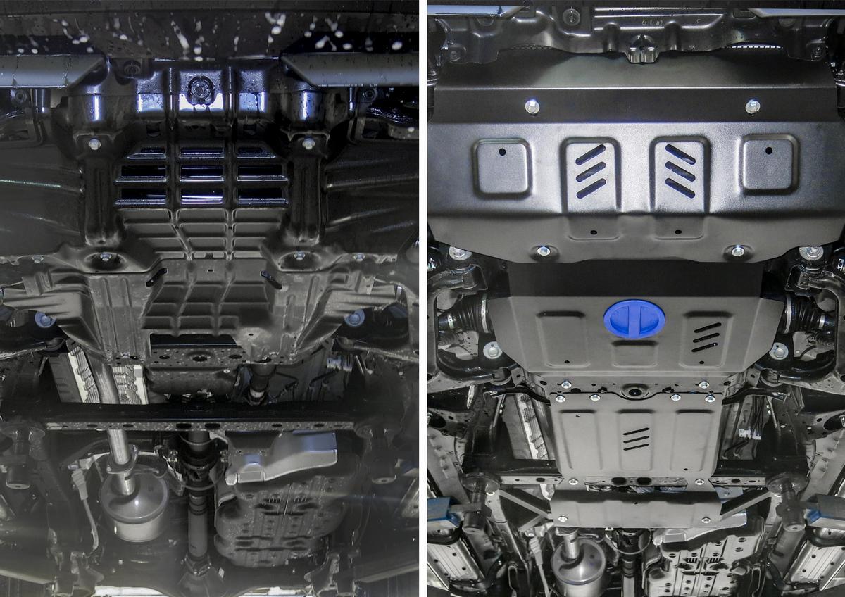 Защита радиатора, картера, КПП и РК Rival для Toyota Fortuner II 4WD 2017-2020 2020-н.в., сталь 1.8 мм, 4 части, с крепежом, штампованная, K111.5770.1