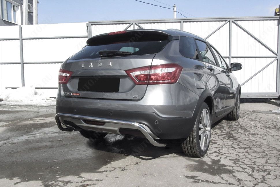 Защита заднего бампера d42 скоба Lada Vesta SW Cross (2015-2023) , Slitkoff, арт. LadVSWCR06