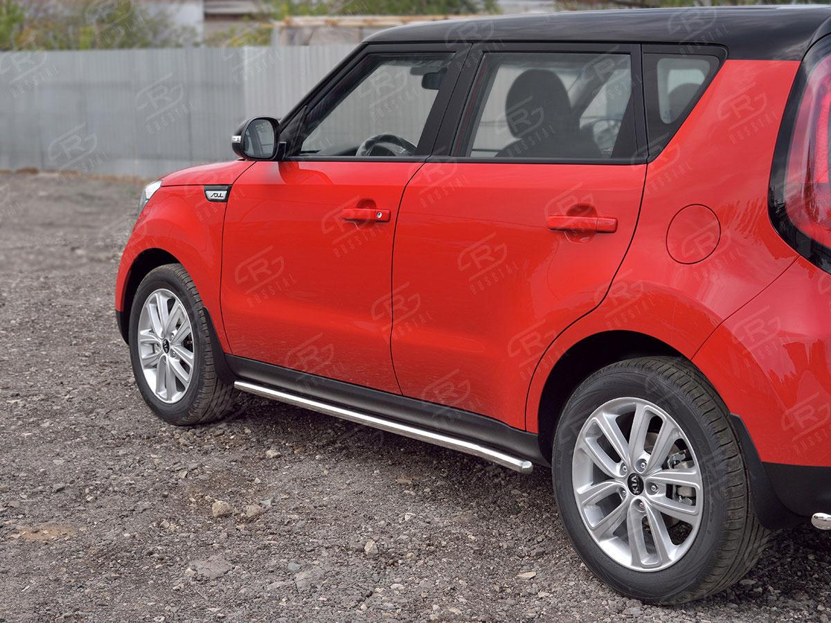 Пороги труба d42 вариант 3 на KIA Soul II 2017, Slitkoff KSOT-0027523