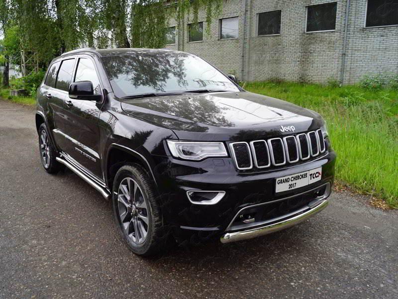 Защита передняя (овальная короткая) 75х42 мм для автомобиля Jeep Grand Cherokee 2017-, TCC Тюнинг GRCHER17-17
