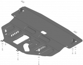 Защита стальная Мотодор (Двигатель, Коробка переключения передач), 2 мм,  KGM Torres  2023- арт. 72801