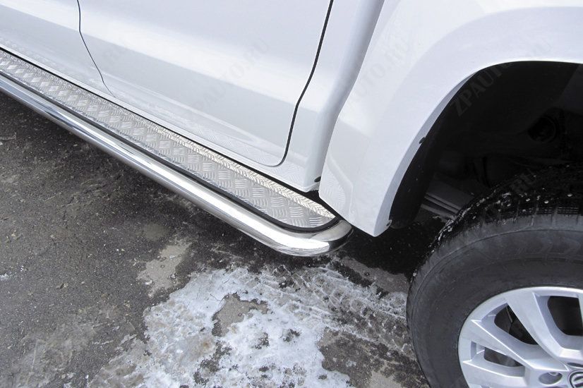 Защита порогов d57 с листом усиленная Volkswagen Amarok (2016-2023) , Slitkoff, арт. VWAM16-005