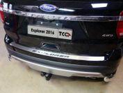 Накладка на задний бампер (лист шлифованный надпись Explorer) кроме версии Sport для автомобиля Ford Explorer 2016-2017