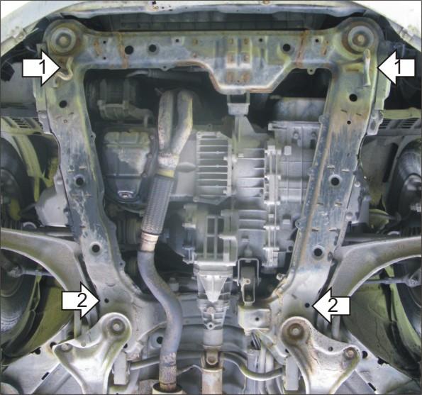 Защита стальная Мотодор (Двигатель, Коробка переключения передач), 2 мм, Сталь для Mitsubishi Grandis 2003-2011 арт. 01316
