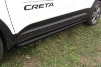 Защита порогов d57 труба черная Hyundai Creta 4WD (2016-2021) , Slitkoff, арт. HCRET4WD008B