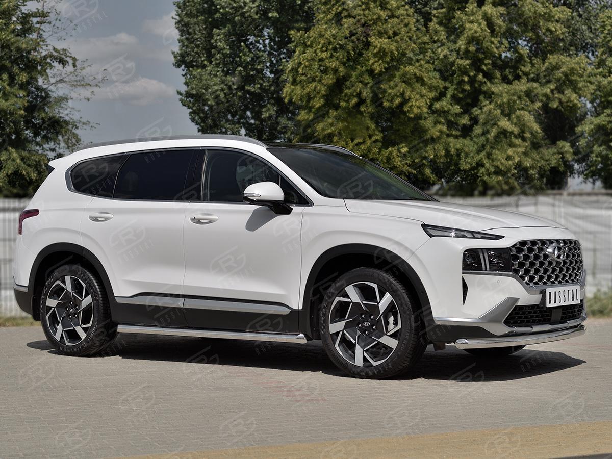 HYUNDAI SANTA FE 2021- Защита переднего бампера d57 секции HSFZ-003597