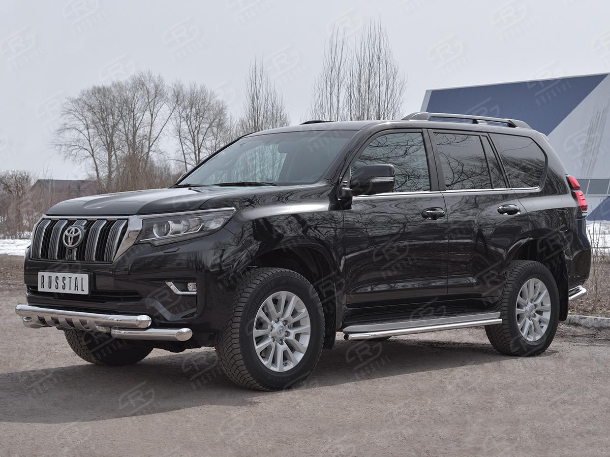 Защита переднего бампера d76 секции-d76 уголки+клыки LCPZ-002857 для автомобиля TOYOTA LC PRADO 150 2017-, Slitkoff