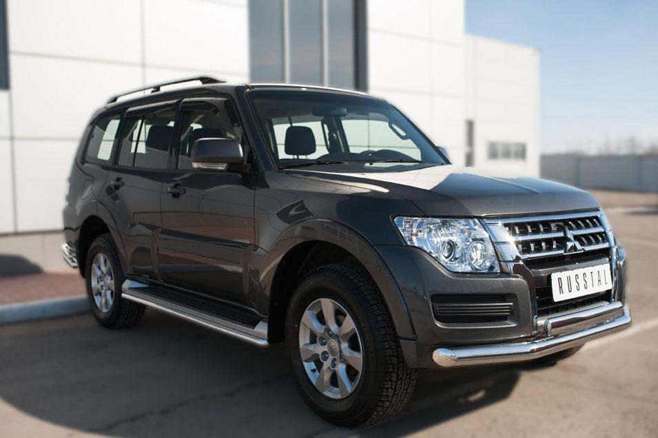 Защита переднего бампера d76/75х42 для Mitsubishi Pajero 4 2014, Slitkoff MPZ-002045