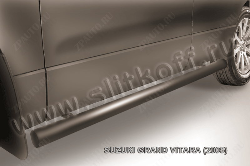 Защита порогов d76 труба черная Suzuki Grand Vitara (2005-2008) , Slitkoff, арт. SGV05010B