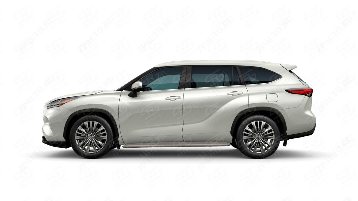 TOYOTA HIGHLANDER 2020- Пороги труба d42 с листом (Лист алюм, проф.сталь) (вариант 2) THRL-0036162