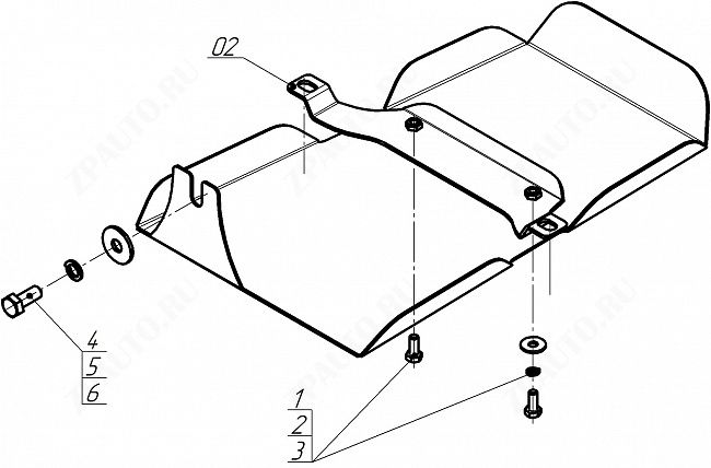 Защита стальная Мотодор (Задний дифференциал), 2 мм,  для Haval H3  2024- арт. 73110