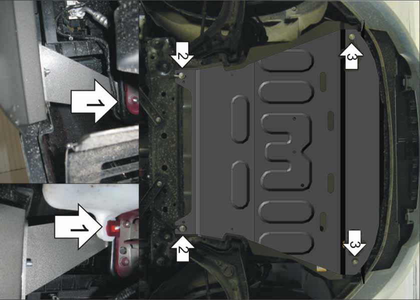 Защита стальная Мотодор (Двигатель, Коробка переключения передач), 2 мм, Сталь для Ford Fiesta 2008-2015 арт. 70704