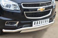 Защита переднего бампера d63 волна d75х42 для Chevrolet TrailBlazer 2013, Руссталь CTRZ-001506