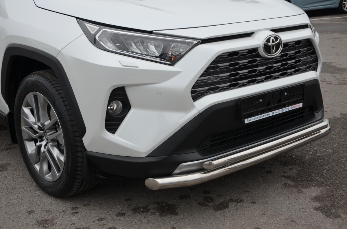 Защита переднего бампера (радиус) двойная для автомобиля Toyota RAV4 2019 арт. TRAV.19.03, Россия