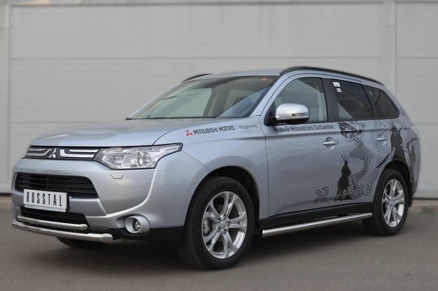 Защита переднего бампера d57/42 для Mitsubishi Outlander 2012, Slitkoff MRZ-001048
