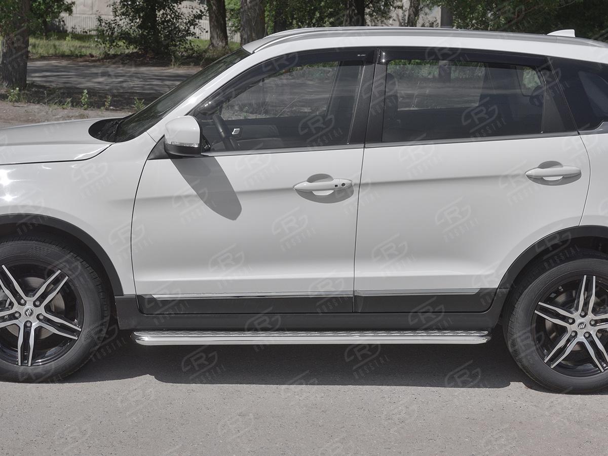 Пороги труба d42 с листом (Лист алюм, проф.сталь)  для автомобиля Lifan X70 2018, Slitkoff LF7L-0032862