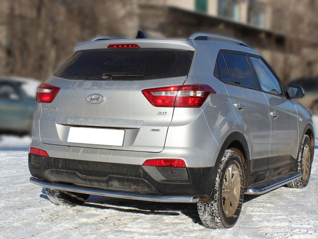 Защита заднего бампера одинарная d53 на Hyundai Creta (Хенде Крета), Технотек HCR16_3