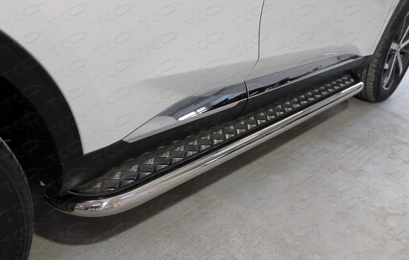 Пороги с площадкой 60,3 мм для автомобиля HAVAL F7X (2.0L 4WD) 2022-,TCC Тюнинг ,арт. HAVF7X22-19