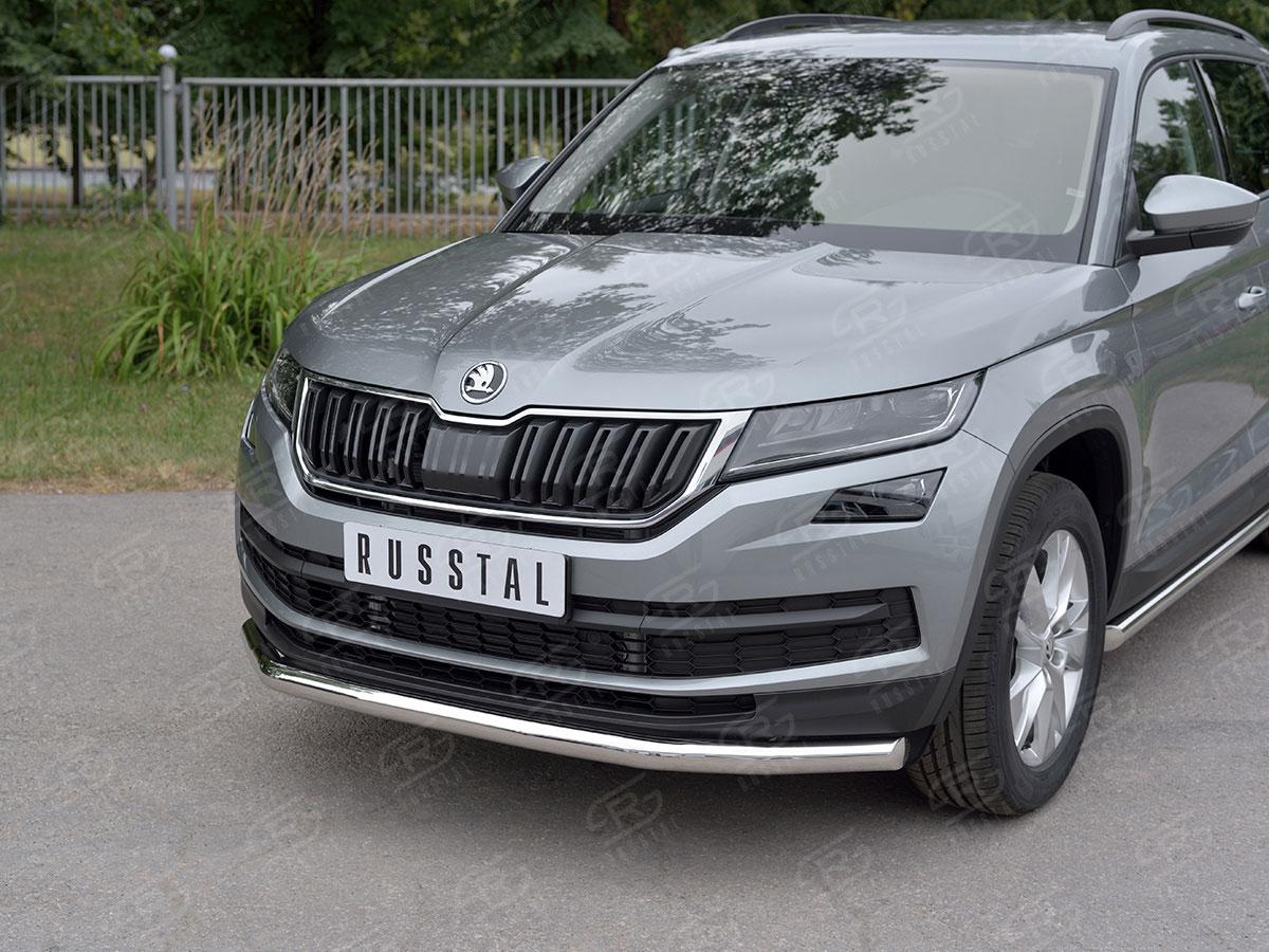 Защита переднего бампера d57 волна на Skoda Kodiaq, Slitkoff SKKZ-002770